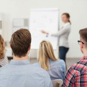 Students watching a presenter